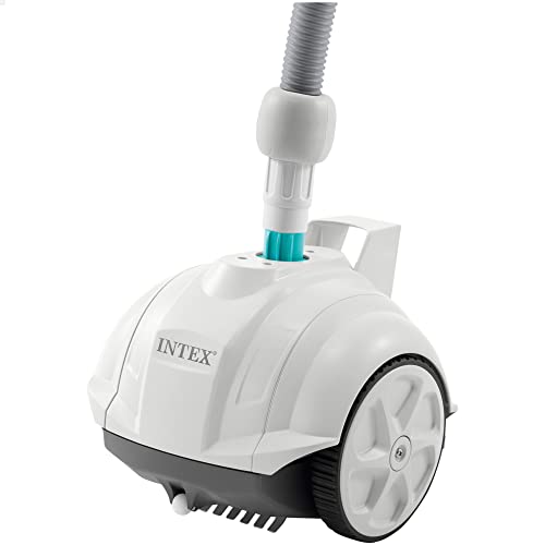 INTEX 28007EX - Robot limpiafondos piscina Krystal Clear ZX50, Limpiador fondo piscina, Manguera 6.5 m antienrredos, recipiente para desechos 0.8 L y giro automático, 3.407-5.678lt, Blanco
