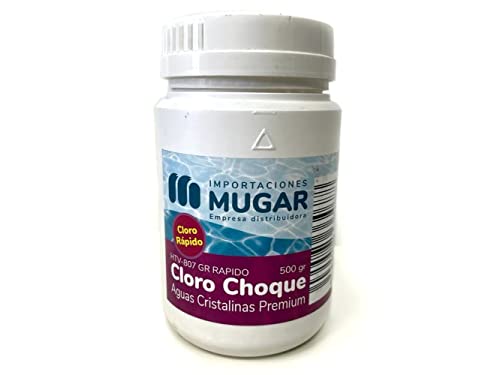 Mugar- Cloro Choque de Acción Rápida Aguas Cristalinas Premium- Cloro para Piscinas Liner o Desmontables- Formato 500g