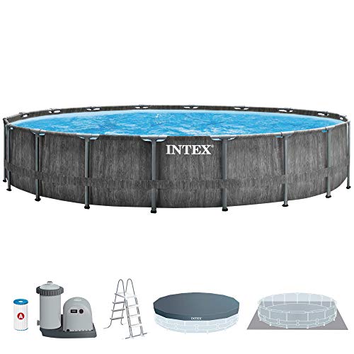 Intex 26744NP - Piscina desmontable INTEX, 549x122 cm, con depuradora cartucho, 5.678 litros/hora, filtro cartucho tipo A, piscina Greywood Prism Frame, 24.311 litros, piscina para 8 personas, gris