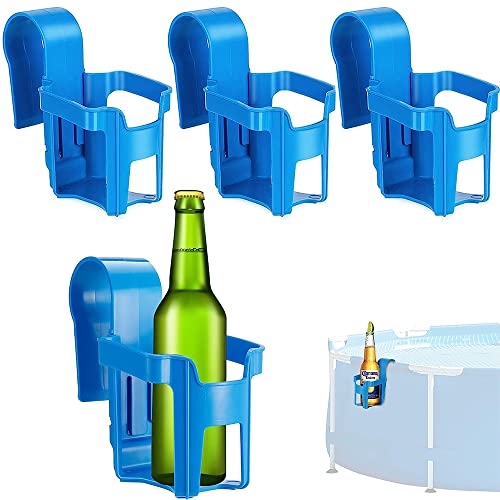 4 Piezas Soportes para Bebidas de Piscina, Portavasos de Piscina, Piscina Desmontable Portavasos, para Colocar Bebidas y Objetos Pequeños en el Borde de la Piscina (Azul)